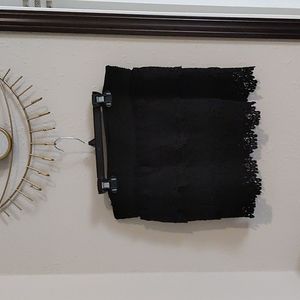 Black lined lace mini skirt